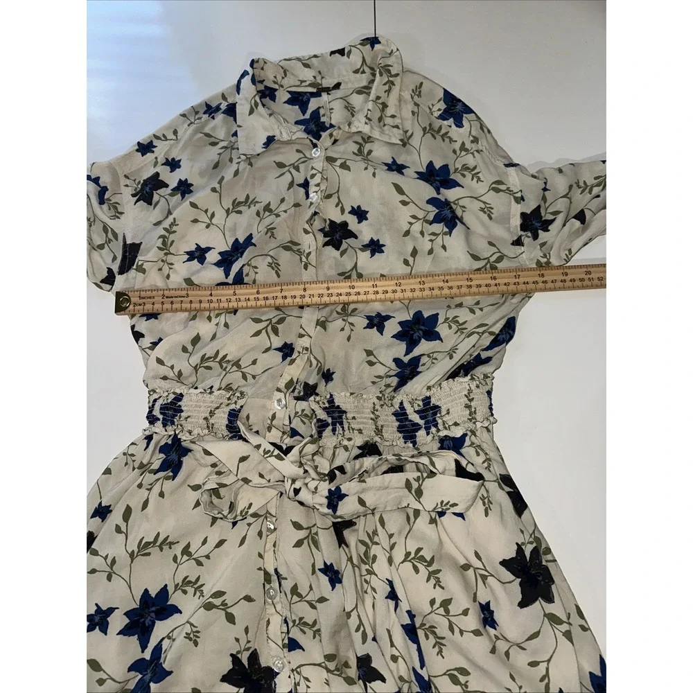 Free People Lighten Up White Floral Long Sleeve V-Neck Boho Mini Dress S/P - Picture 9 of 11